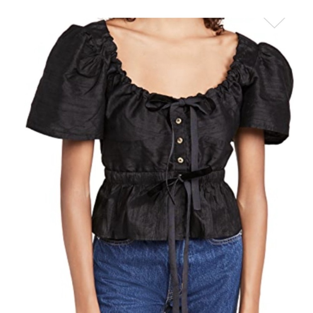 Ciao Lucia Ezio Top - Black Puff-Sleeve Top